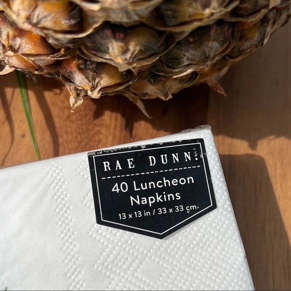 Rae Dunn New Napkins FAMILY 40 Pack Pineapple Aloha Luncheon Welcome Ivory Black - Picture 7 of 15